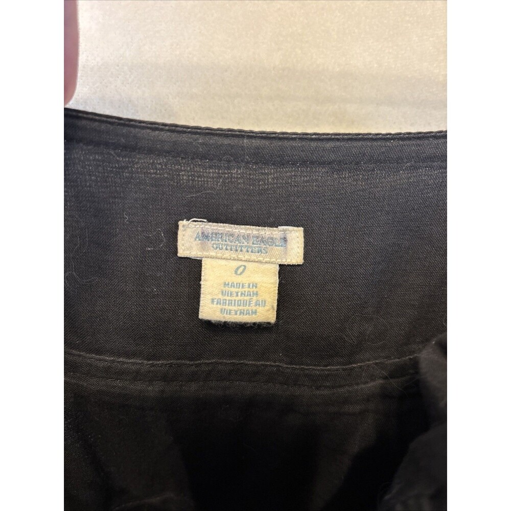 American Eagle Women's Size 0 Black Cotton Sundress Spaghetti Strap Tie Waist - Picture 9 of 11